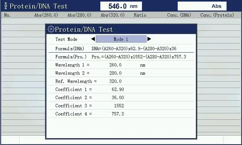DNA/Protein measurement